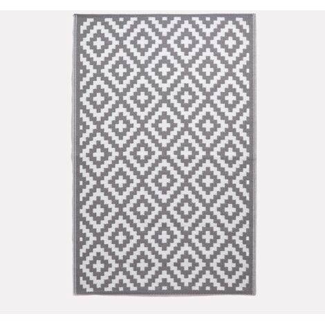 Homescapes – Tapis extérieur réversible 180x270 cm – 100% polypropylène recyclé – Motif géométrique – Résistant aux intempéries et à l'humidité