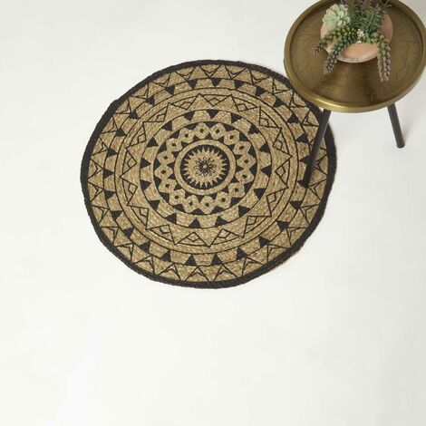 HOMESCAPES Tapis rond Mandala en jute, 70 cm (1/5)