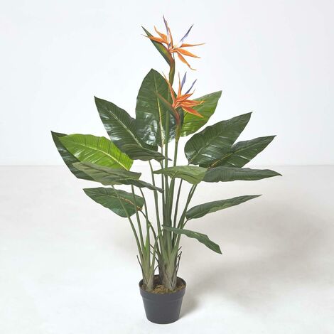 HOMESCAPES Plante artificielle Oiseau du paradis en pot, 120 cm (1/5)