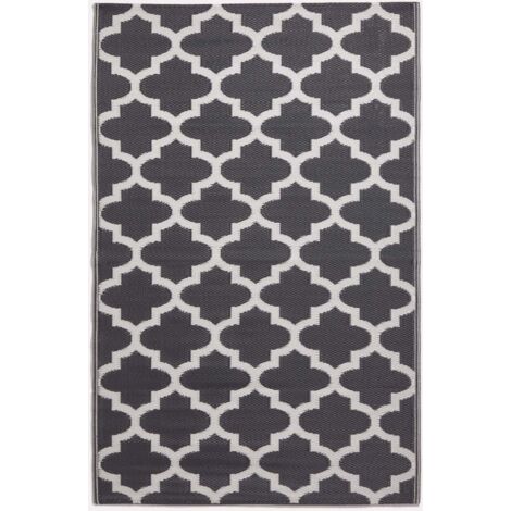 Tapis extérieur terrasse réversible HOMESCAPES Tapis de jardin Nola noir 150x240 cm (1/5)