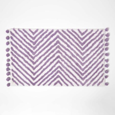 HOMESCAPES Tapis de bain violet zigzag, 50 x 80 cm