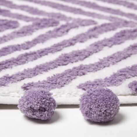 HOMESCAPES Tapis de bain violet zigzag, 50 x 80 cm