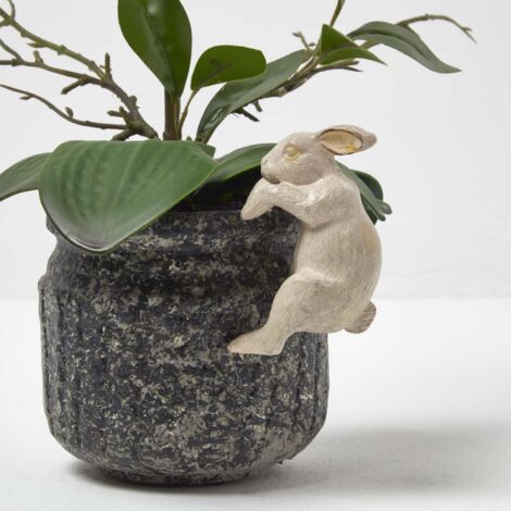 HOMESCAPES Décoration de pot en résine Lapin (1/5)