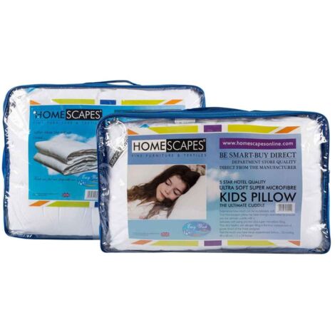HOMESCAPES Couette Enfant 120x150 Cm + Oreiller 40x60 Cm Microfibre Douce Hypoallergénique