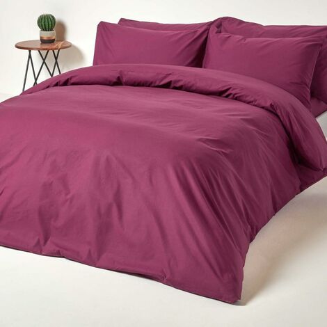 Housse De Couette En Coton Prune - Taille 240x260 Cm - Douce, Respirante Et Facile D'entretien