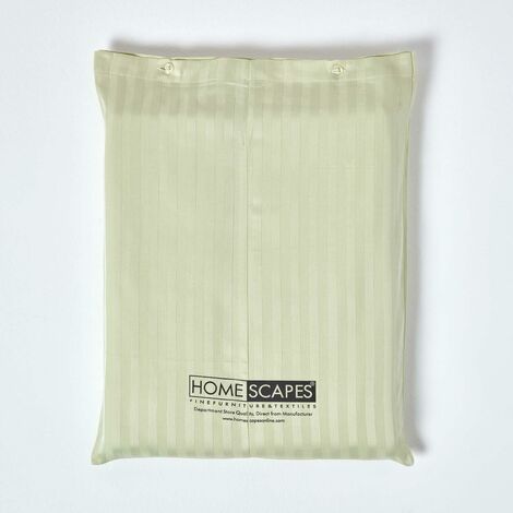 Parure De Lit Queen 4 Pièces 100% Coton égyptien, 1000 Fils, Rayures Vert Sauge