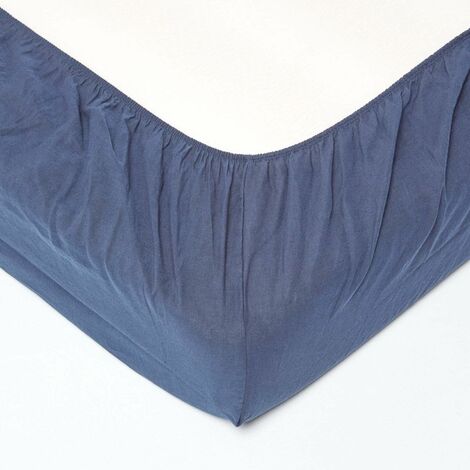 Lot de 2 Draps housse lit bébé en lin lavé Bleu marine, 70 x 140 cm