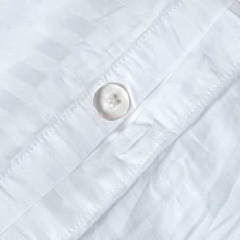 Parure De Lit King En Coton égyptien 1500 Fils - Rayures Blanches - Luxe