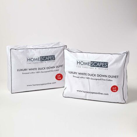 HOMESCAPES Lot de 2 Couettes de Luxe 4 saisons en duvet de canard 10,5 + 4,5 TOG, 260 x 220 cm (1/4)