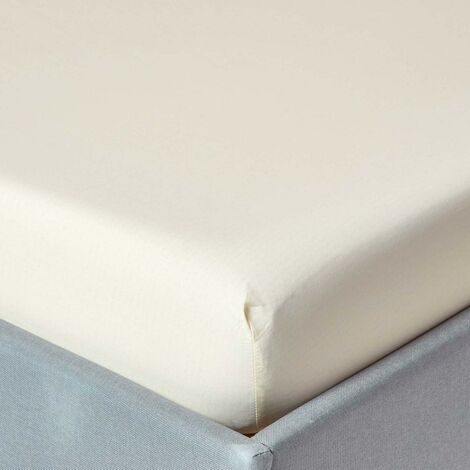 HOMESCAPES Drap-housse Crème 100% coton Égyptien 200 fils 160 x 200 cm (1/4)