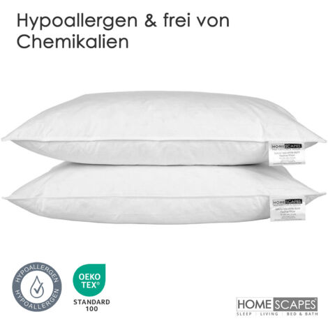 Oreiller Luxe Hôtel DWR Oreiller Plume D'Oie 60x60 Cm Lot De 2 - Housse Coton, Lavable Machine, Confort Triple Couche Housse Coton Bio Respirante