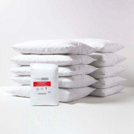 Homescapes – Lot de 10 taies d'oreiller en polycoton 50 x 75 cm – Garnissage polyester hypoallergénique – Lavables en machine – Oeko-Tex Standard 100