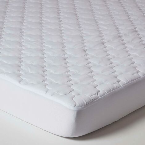 Protège-Matelas 100% Imperméable Coton Éponge – Hypoallergénique Silencieux Respirant – Profondeur 30 Cm – Blanc Très Grand Lit