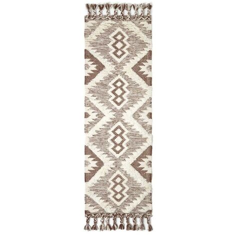 Maille jersey crinkle brodé losange géométrique marron