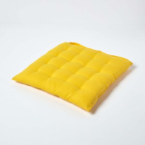 HOMESCAPES Galette de chaise Capitonnée Rayures 40 x 40 cm Jaune