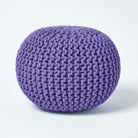 HOMESCAPES Pouf en tricot rond Violet