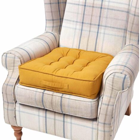 HOMESCAPES Coussin D’Assise 3 Places 150x50x10 Cm - Rehausseur Déhoussable Beige En Coton