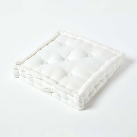 HOMESCAPES Coussin de sol - Blanc - 40 x 40 cm