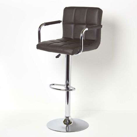 HOMESCAPES Bramley Tabouret de bar Gris avec accoudoirs (1/5)