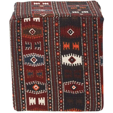 Pouf Contenitore HOMESCAPES In Macramè Marrone | 100% Cotone Lavorato A Mano Con Struttura In Legno | Poggiapiedi Con Coperchio Imbottito E Spazio Interno | Altezza 43 Cm