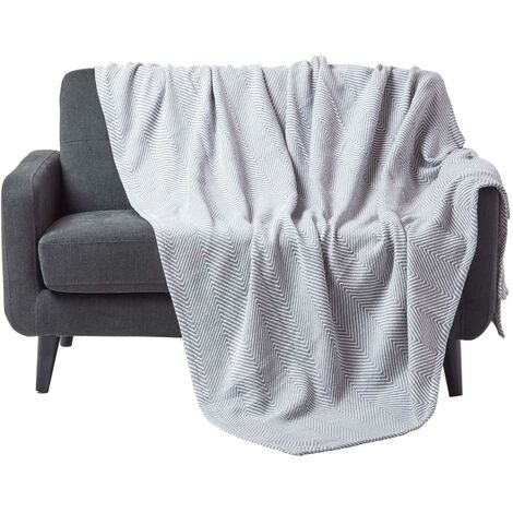 Homscaps Jté d lit ou d canapé à rayurs Morocco - Gris - 150 x 200 cm au millur prix