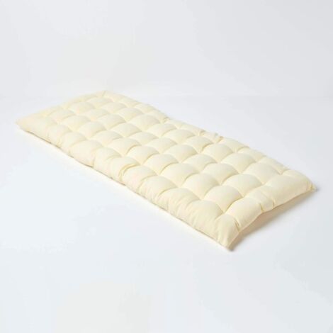 Homescapes – Coussin extérieur 2 places 100% coton – Garnissage polyester pour confort durable – Lavable en machine à 40°C – Crème