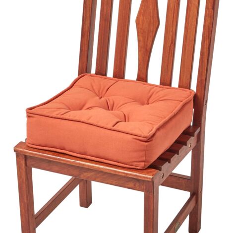 HOMESCAPES Galette de chaise coussin rehausseur en coton Terracotta, 40 x 40 x 10 cm (1/5)