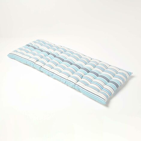 HOMESCAPES Coussin pour banc de jardin 2 places, Rayures bleues