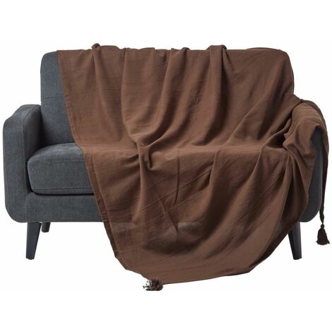 HOMESCAPES Jeté de lit ou de canapé - Rajput - Chocolat - 150 x 200 cm