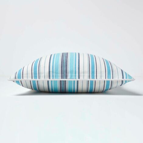 Coussin Décoratif Carrara LINE 40x40 Cm – 100% Coton Rayures Bleues – Fabriqué En Italie