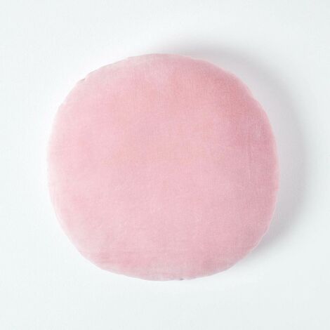 HOMESCAPES Coussin rond en velours Rose, 40 cm (1/4)