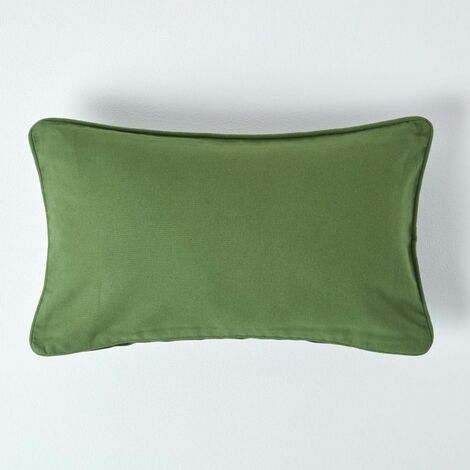HOMESCAPES Housse de coussin uni Vert foncé, 30 x 50 cm