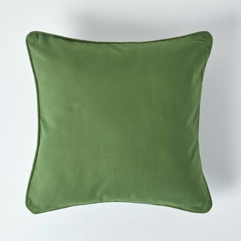 HOMESCAPES Housse de coussin uni Vert foncé, 45 x 45 cm (1/4)
