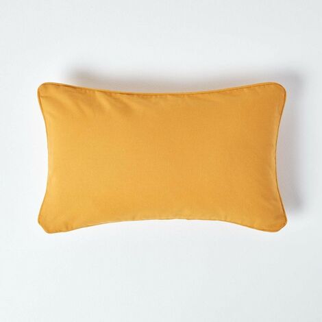 HOMESCAPES Housse coussin Uni Jaune moutarde - 30 x 50 cm (1/4)