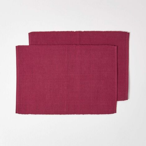 HOMESCAPES Set de table en coton Lot de 2, Prune (1/5)