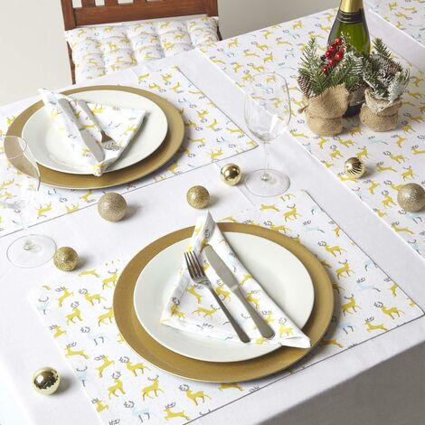 Lot De 4 Sets De Table Noël Motif Grinch 30.5x45.7cm - En Polyester Et Lin, Lavables, Décoration Fête