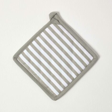 HOMESCAPES Manique Rayures - Gris & Blanc