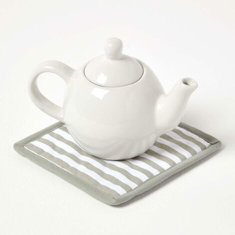 HOMESCAPES Manique Rayures - Gris & Blanc