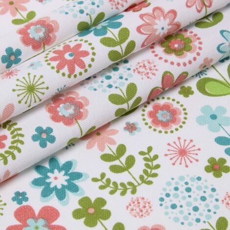 HOMESCAPES Tissu imprimé Fleurs rétro en coton