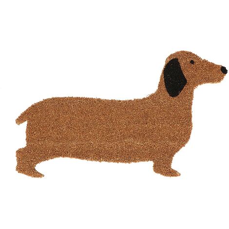 HOMESCAPES Paillasson en fibres naturelles de coco en forme de Teckel, 75 cm