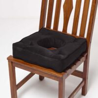HOMESCAPES Galette de chaise coussin bouée en suédine Noir, 40 x 40 x 10 cm