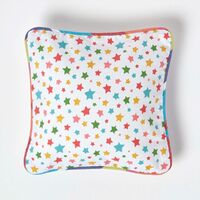 HOMESCAPES Housse de coussin en coton étoiles multicolores, 30 x 30 cm