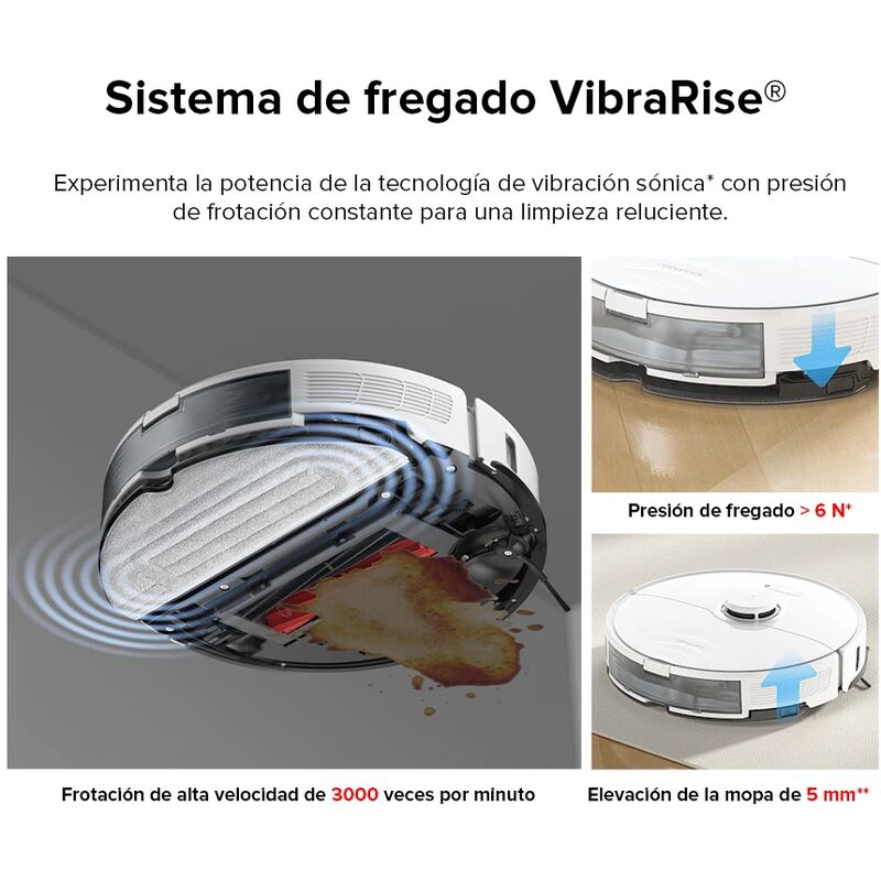 roborock S7 Robot Vacuum-Mop 2500Pa Succión Fuerte 3000 Vibraciones por  Minuto Aspiradora de trapeador sónico Intenso Levantamiento automático de