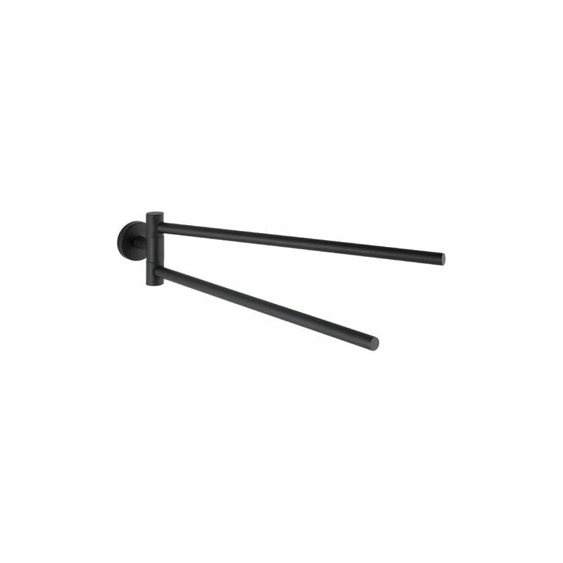 Toallero De Baño pared uno bosio negro con 2 brazos acero inoxidable 55x9x43 cm mate wenko black dos barras 5.5 9 43