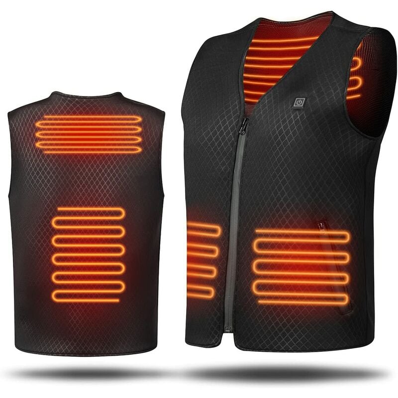 Chaleco Térmico Hombres Mujeres, Chaqueta Sin Mangas Con Calefacción USB, Prenda Lavable Con Calefacción Eléctrica Con 3 Ajustes De Calor Para Acampar, Esquiar, Motociclismo-XXL