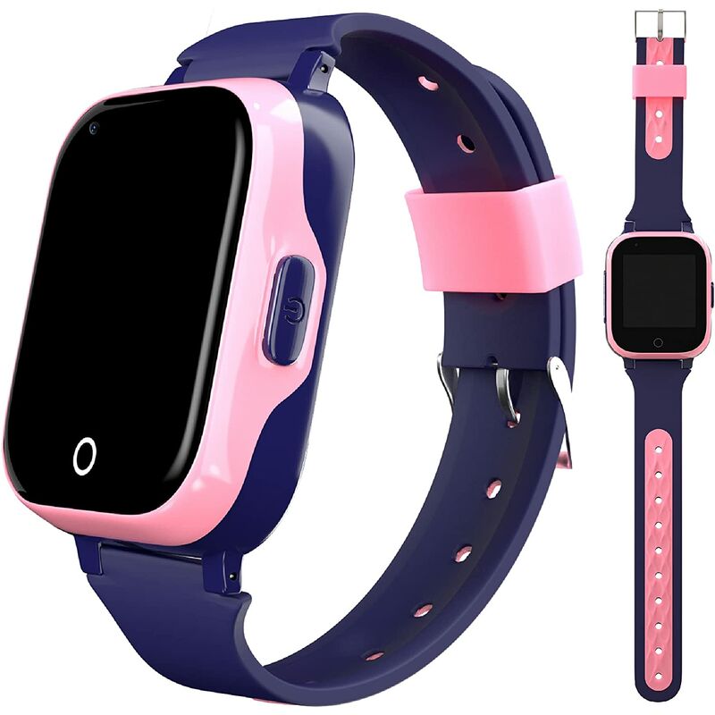 Reloj inteligente para niños 4G con GPS+WiFi+localizador de libras, reloj inteligente con videollamadas integradas, cámara y llamadas individuales (rosa)