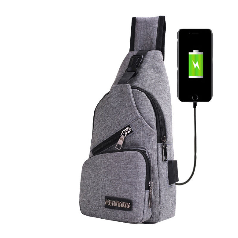 Bolso de hombro para hombre, bolso de pecho con carga USB y puerto para auriculares, mochila de viaje para hombres y mujeres