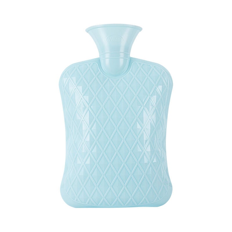 Botella de agua caliente - Botella de agua caliente con manta Botella de agua caliente Bolsa de agua caliente para aliviar el dolor Botella de agua caliente para cama y calentador de manos - Azul