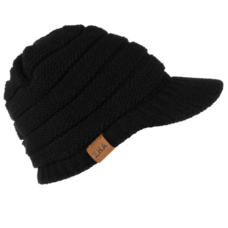 Visera de sombrero de punto para mujer, 1PCS Sombrero de invierno de boina cálida para mujer, Sombrero de taxista con visera para deportes al aire libre Correr, esquiar, patinar, acampar