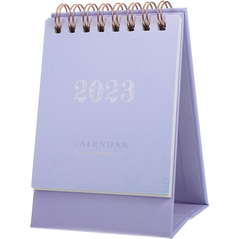 Calendario de escritorio 2022.7-2023.12 1Pc, 8x12cm Mini calendario Calendario mensual 2023 Calendario de escritorio de color sólido - Púrpura